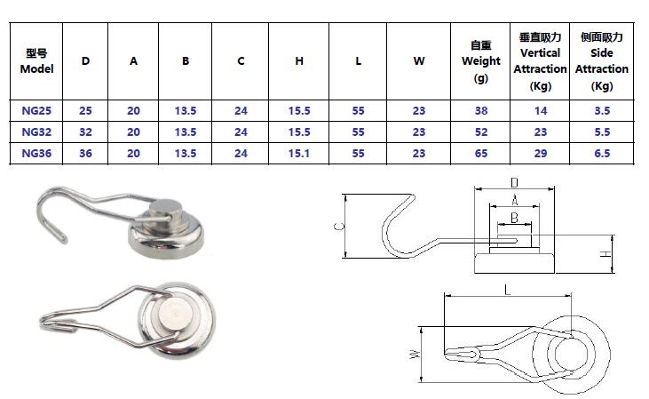 product-743-456 Mounting magnet swivel hook magnet neodymium hook magnets